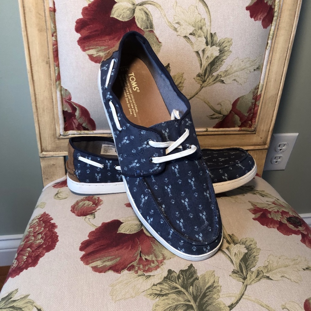 Mens Toms Navy Boat Shoes Sz 11